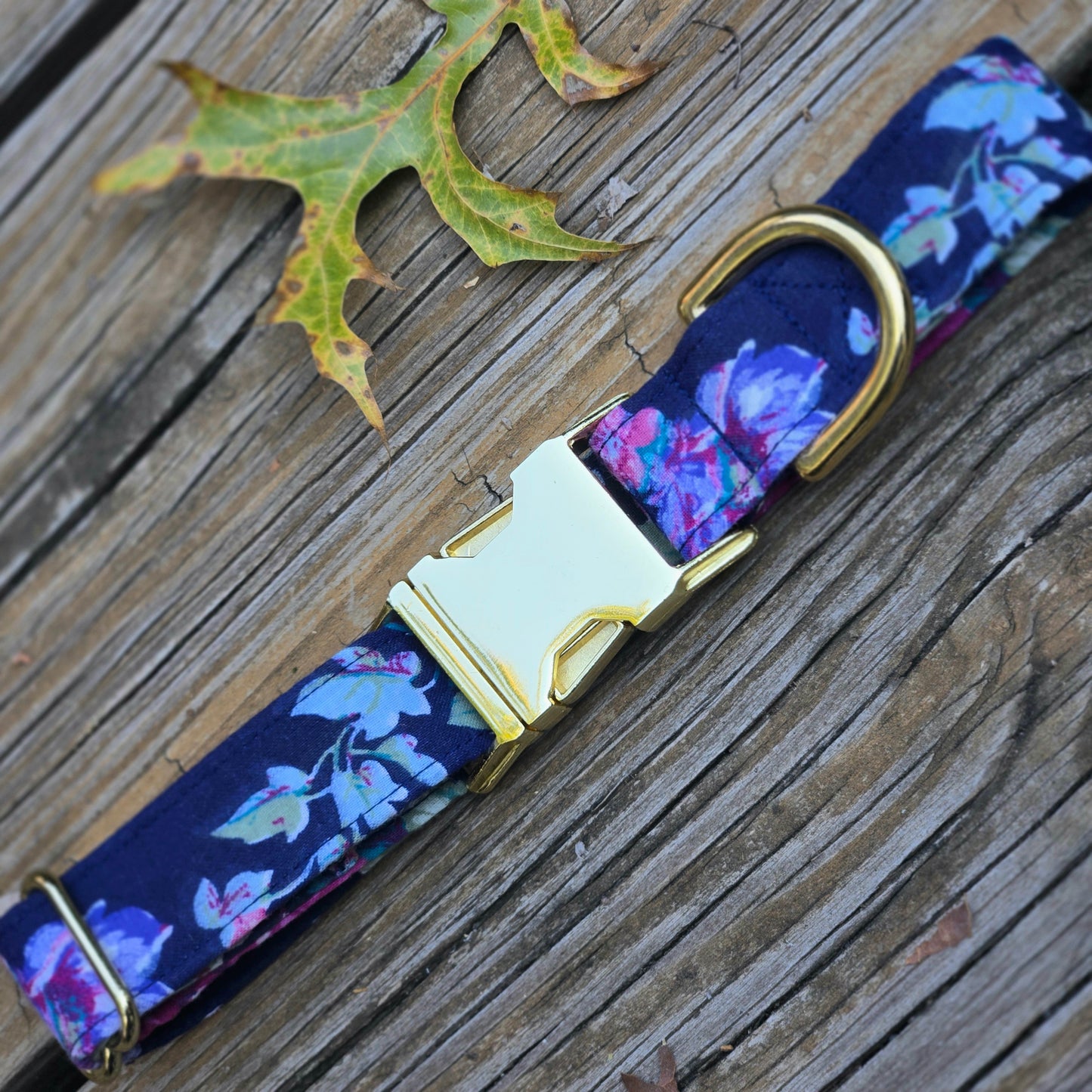 Navy and Jewel-Toned Floral Dog Collar