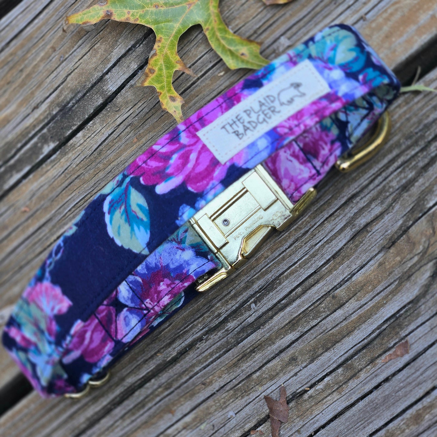 Navy and Jewel-Toned Floral Dog Collar