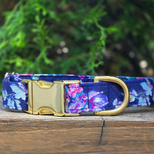 Navy and Jewel-Toned Floral Dog Collar