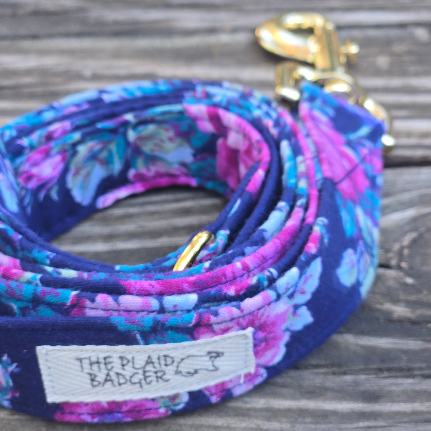 Navy and Jewel-Toned Floral Dog Leash