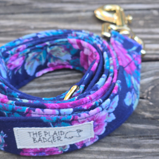 Navy and Jewel-Toned Floral Dog Leash