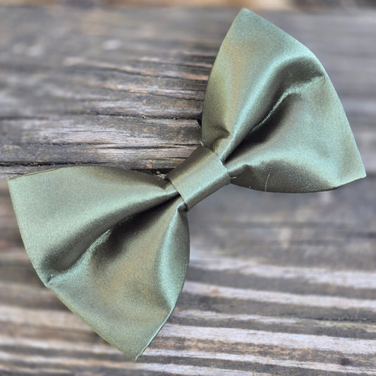 Olive Satin Dog Bow Tie