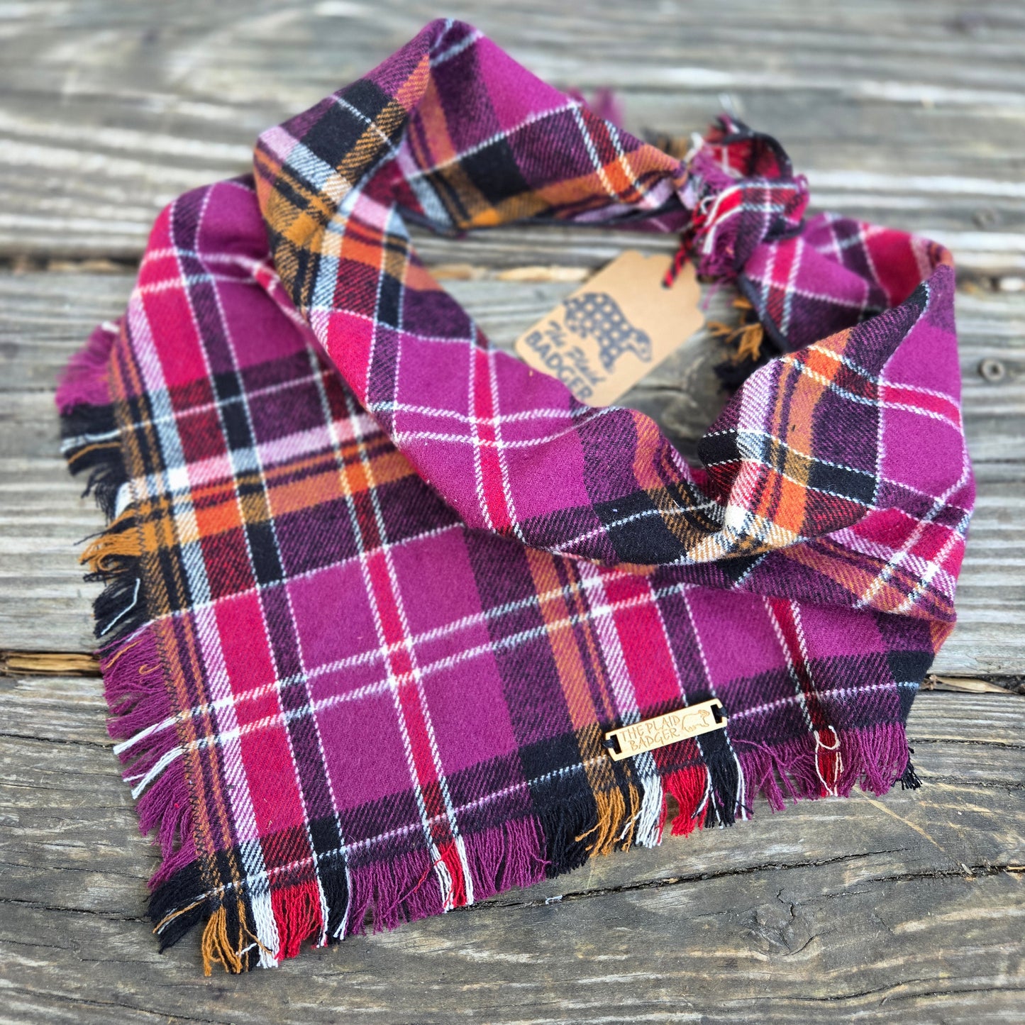 Mulberry Plaid Dog Bandana