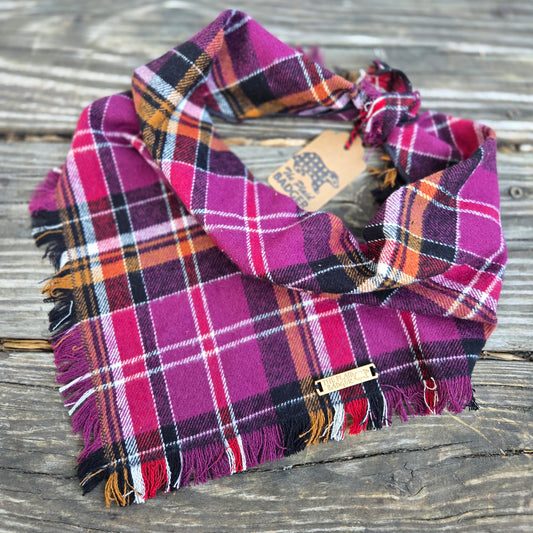 Mulberry Plaid Dog Bandana
