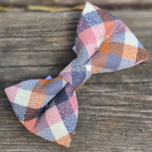 Fall Plaid Dog Bow Tie
