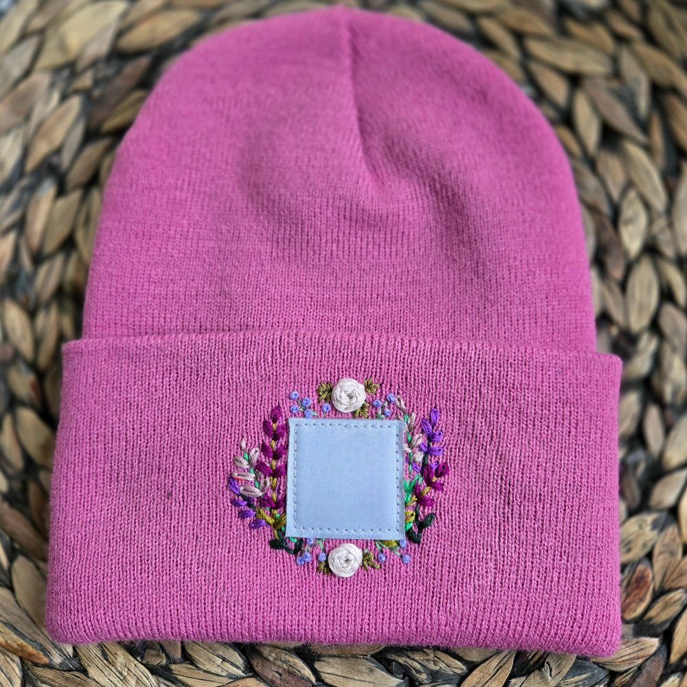 Embroidered Floral Knit Beanie