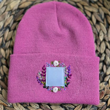 Embroidered Floral Knit Beanie