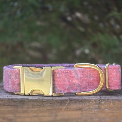 Pink Floral Corduroy Dog Collar