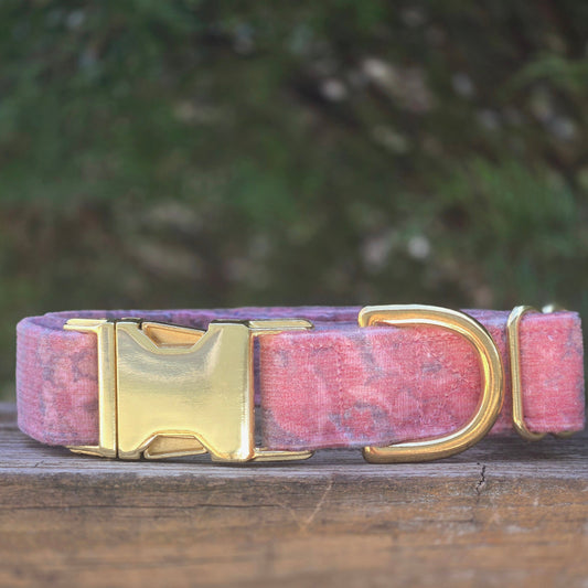 Pink Floral Corduroy Dog Collar