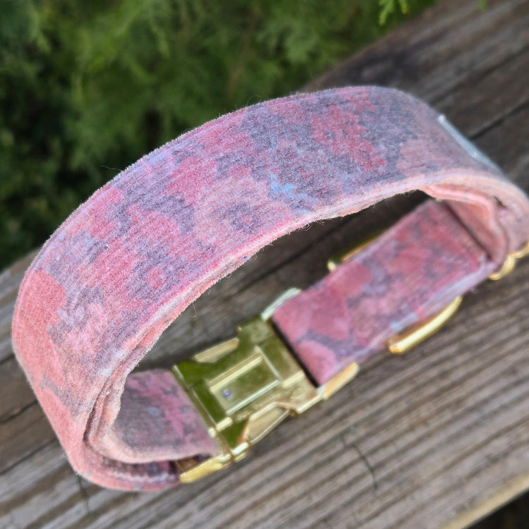 Pink Floral Corduroy Dog Collar
