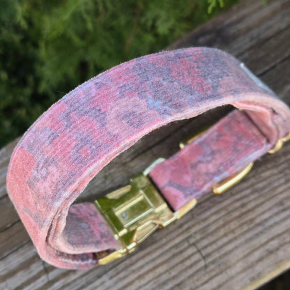 Pink Floral Corduroy Dog Collar