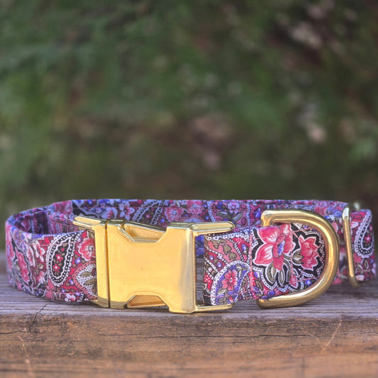 Pink and Purple Paisley Dog Collar
