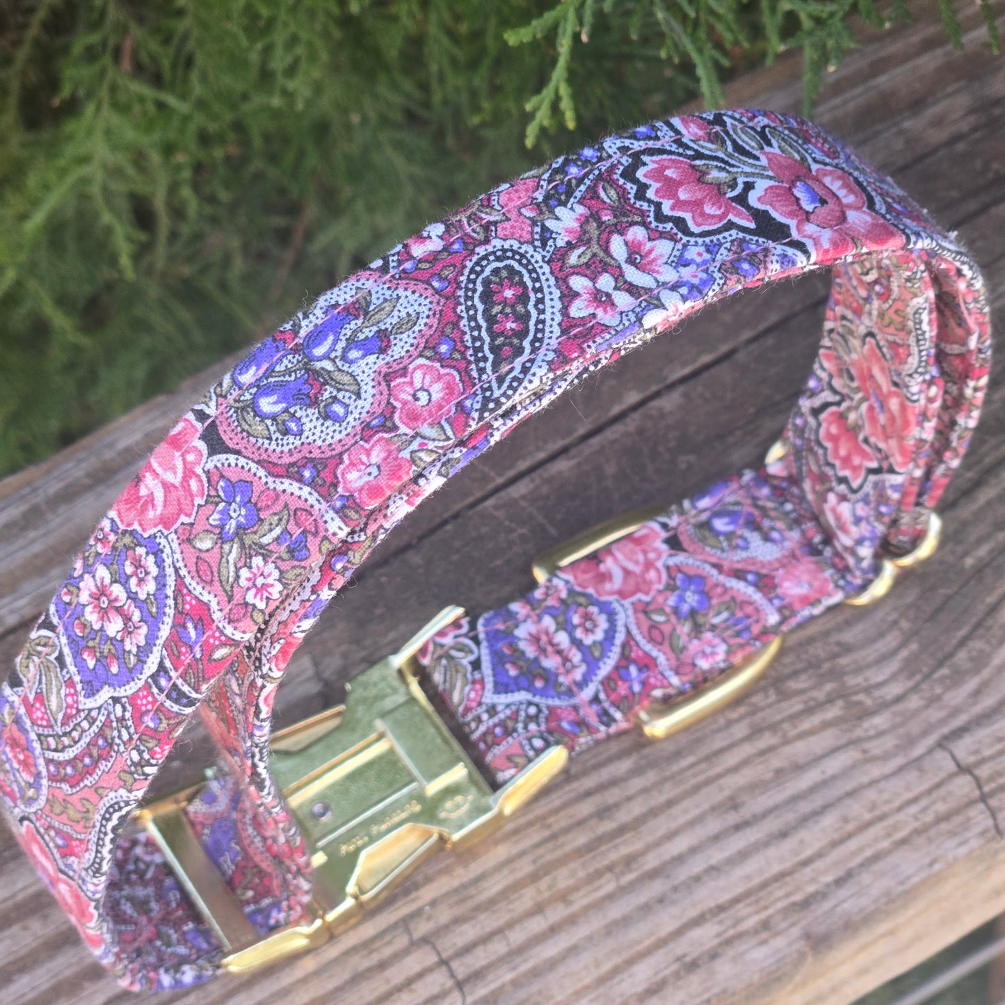 Pink and Purple Paisley Dog Collar