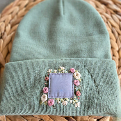 Embroidered Floral Knit Beanie