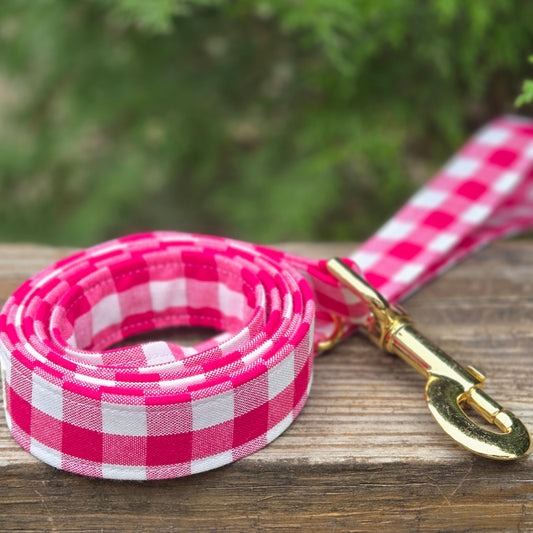 Dragon Fruit Gingham Dog Leash