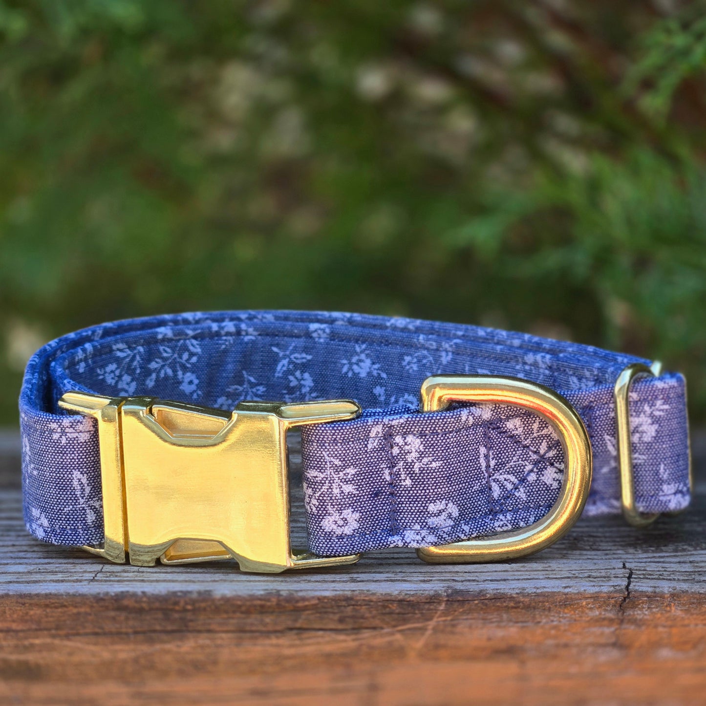 Floral Chambray Dog Collar
