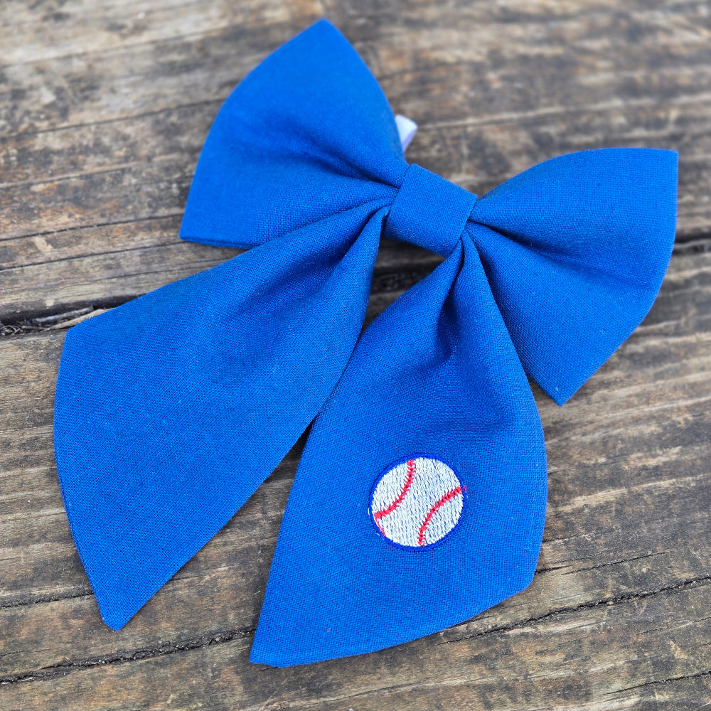 Royal Blue Baseball Fancy Dog Bow