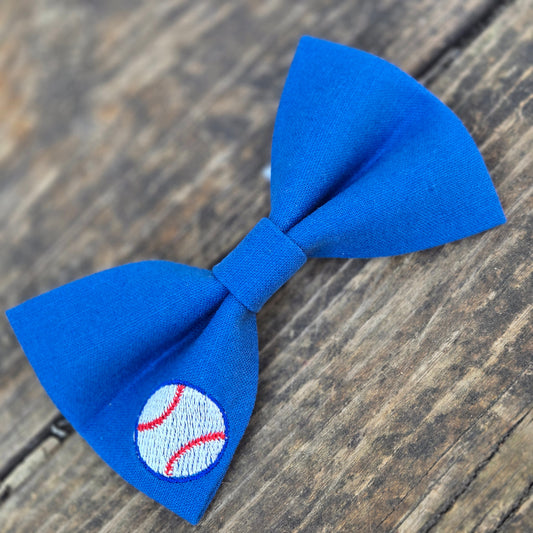 Royal Blue Baseball Dog Bow Tie
