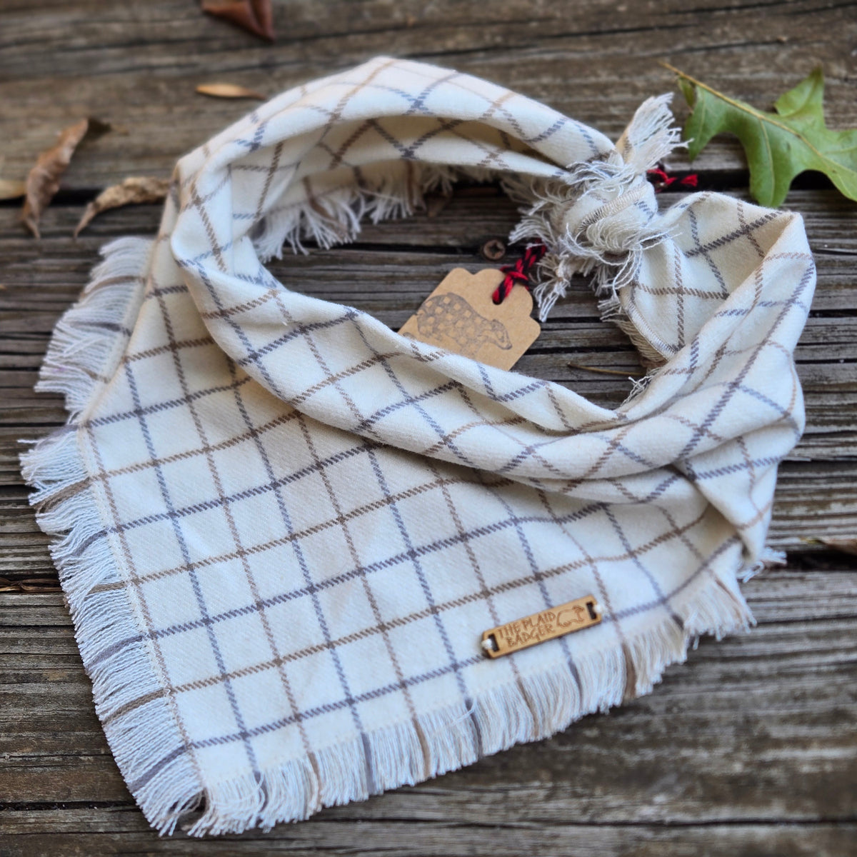 Ivory Plaid Dog Bandana