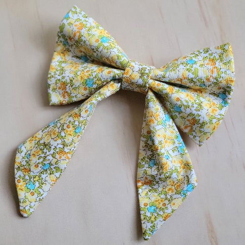 Sunny Calico Floral Fancy Dog Bow