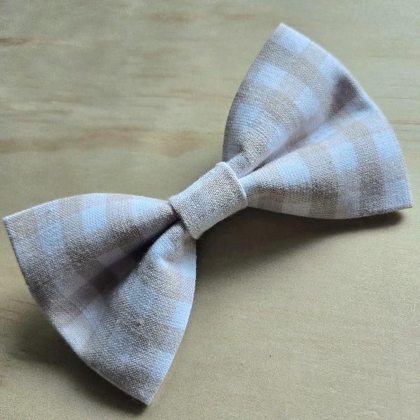 Vanilla Bean Gingham Dog Bow Tie