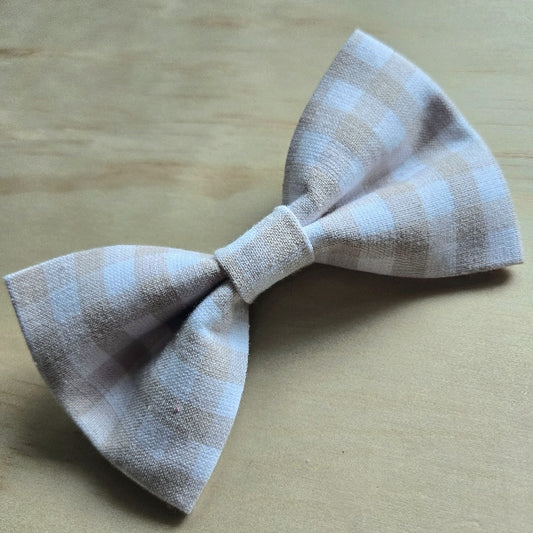 Vanilla Bean Gingham Dog Bow Tie