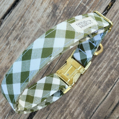 Avocado Gingham Dog Collar