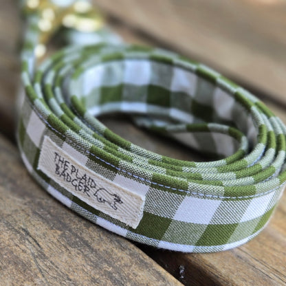 Avocado Gingham Dog Leash