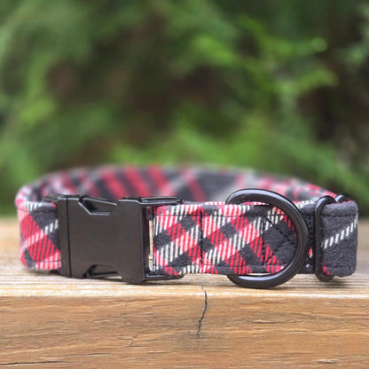 Black and Red Plaid Dog Collar