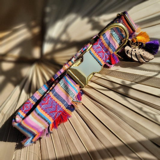 Bright Multicolor Boho Fringe Dog Collar