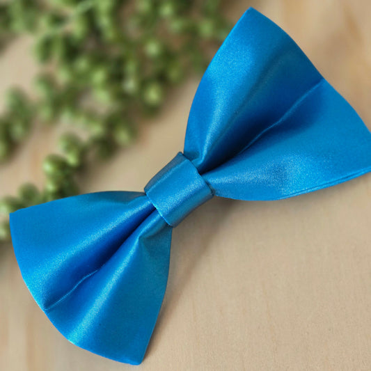 Bright Blue Satin Dog Bow Tie