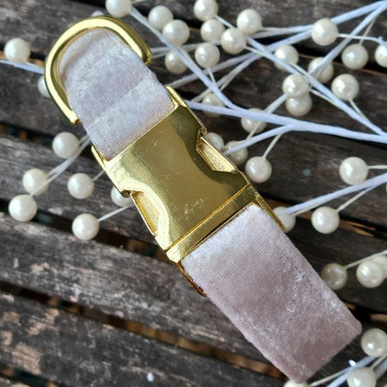 Crushed Velvet Dog Collar - Blush