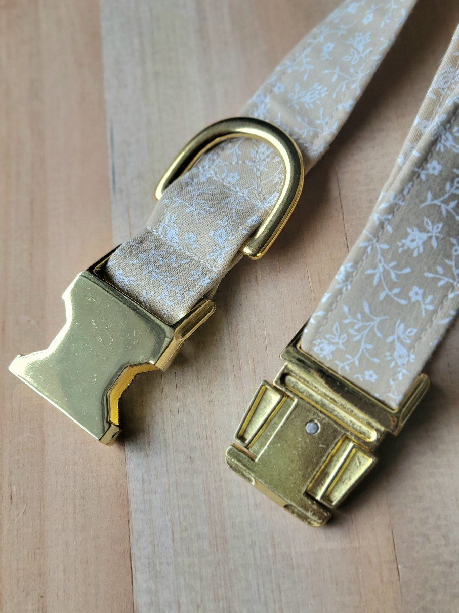 Seconds Sale - Dark Ivory Floral Dog Collar