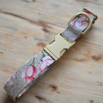 Flax and Roses Dog Collar