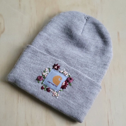 Floral Embroidered Knit Winter Hat Carhartt Beanie Womens