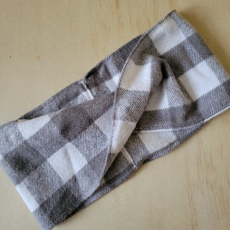 Gray and White Buffalo Plaid Dog Snood