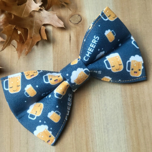 Happy Beer Mug Dog Bow Tie