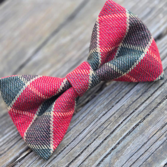Hearth Plaid Dog Bow Tie