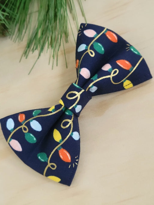Holiday Lights Dog Bow Tie