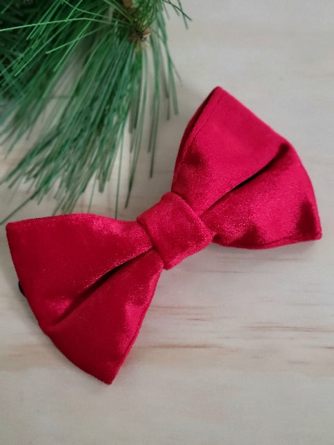 Velvet Dog Bow Tie - Holiday Red