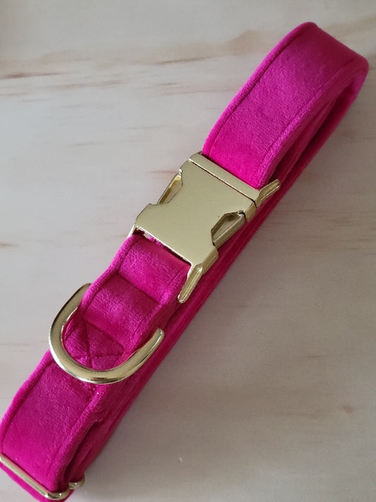 Velvet Dog Collar - Hot Pink