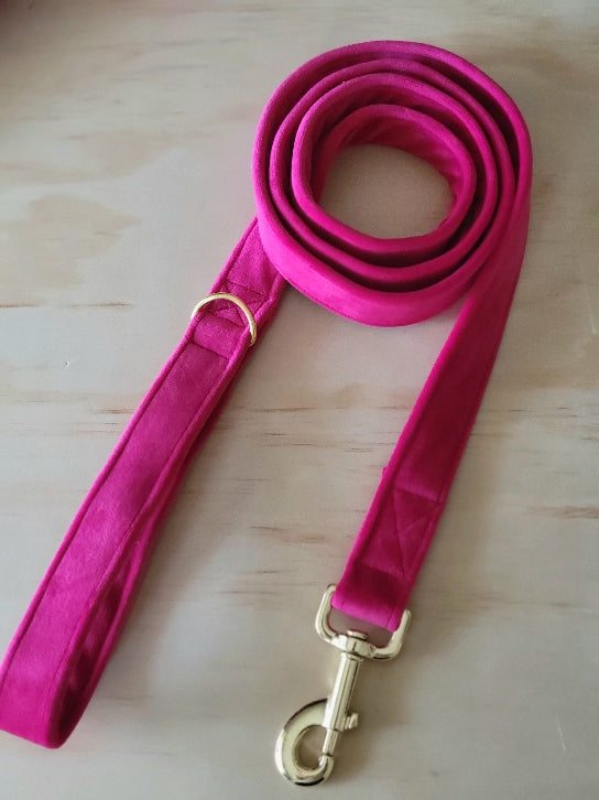 Velvet Dog Leash - Hot Pink