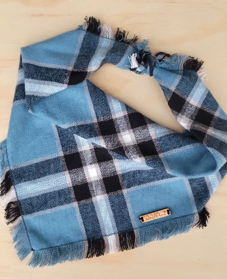 Icicle Blue Plaid Dog Bandana