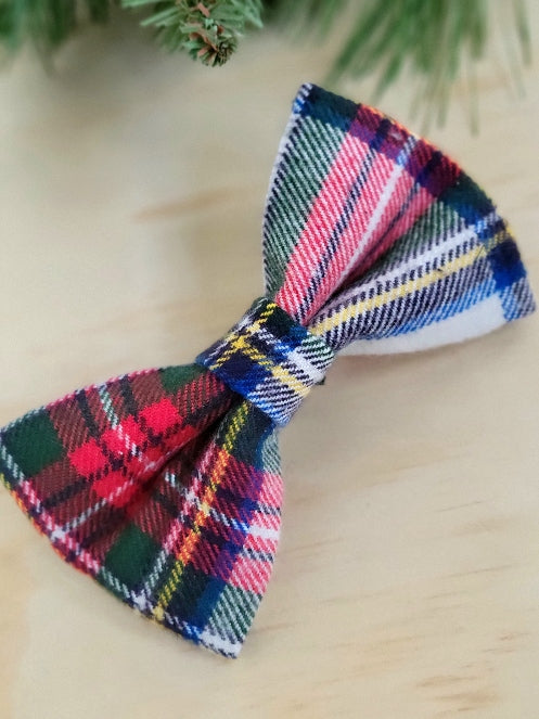 Jingle Plaid Dog Bow Tie