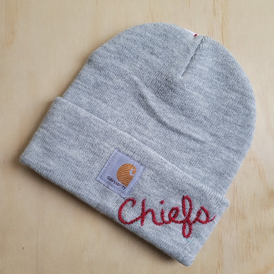 Chiefs Knit Winter Hat Hand Embroidered