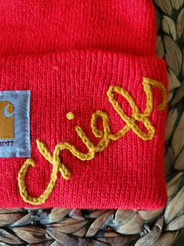 Chiefs Knit Winter Hat, Hand Embroidered