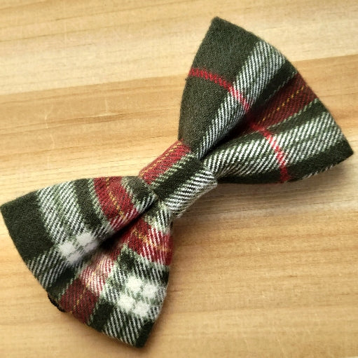 Merry Plaid Dog Bow Tie