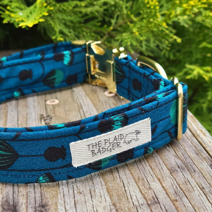 Mod Teal Floral Dog Collar