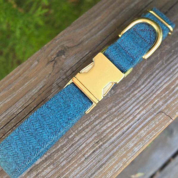 Ocean Herringbone Dog Collar