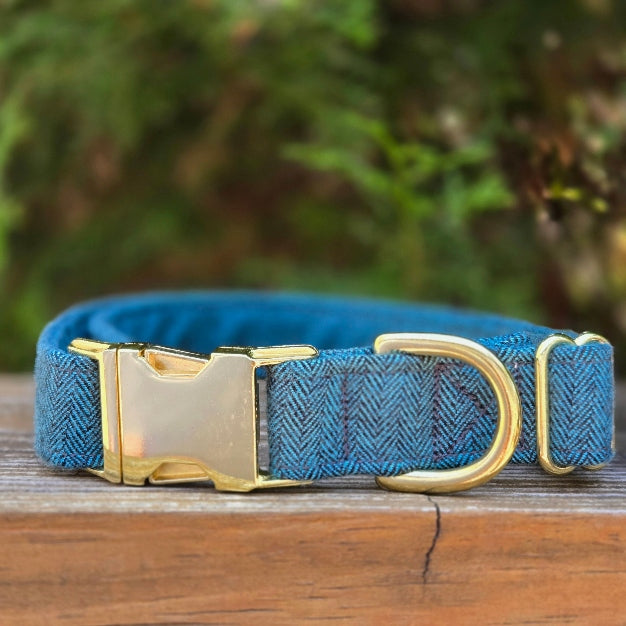 Ocean Herringbone Dog Collar